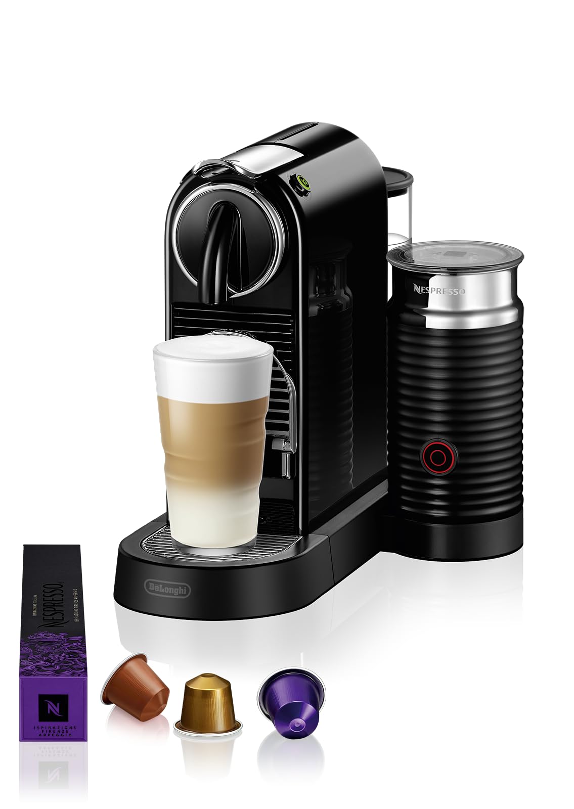 Nespresso De'Longhi EN267.BAE Citiz Kaffeemaschine mit Milchaufschäumer, Energiesparfunktion, 1710W, 1 Liter, 37.2 x 21.8 x 27.7 cm, Schwarz