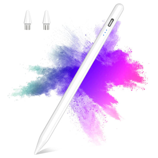 Stylus Pen für Touchscreens Android, Kompatibel Samsung/Huawei/Tablet/Phone,Kapazitiver Stift mit 2 Ersatzspitzen, Pencil with Palm Rejection,Weiß