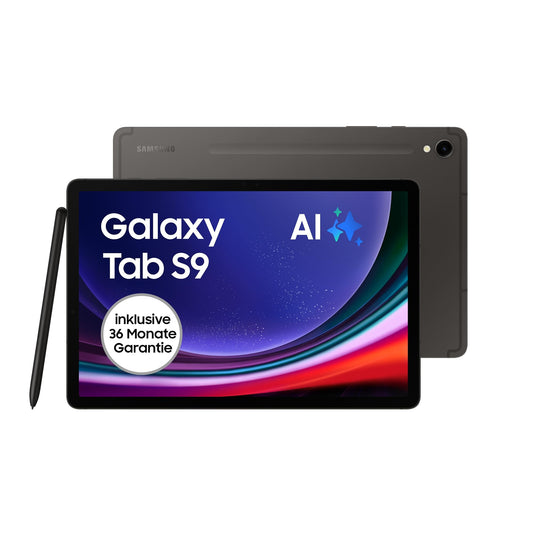 Samsung Galaxy Tab S9 AI-Android-Tablet, Wi-Fi, 128 GB / 8 GB RAM, MicroSD-Kartenslot, Inkl. S Pen, Simlockfrei ohne Vertrag, Graphit, Inkl. 36 Monate Herstellergarantie [Exklusiv bei Amazon]