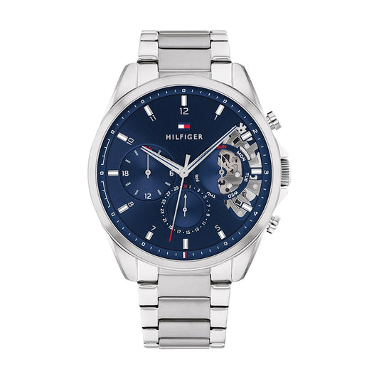 Tommy Hilfiger Multi Zifferblatt Quarz Uhr für Herren mit Silbernes Edelstahlarmband - 1710448