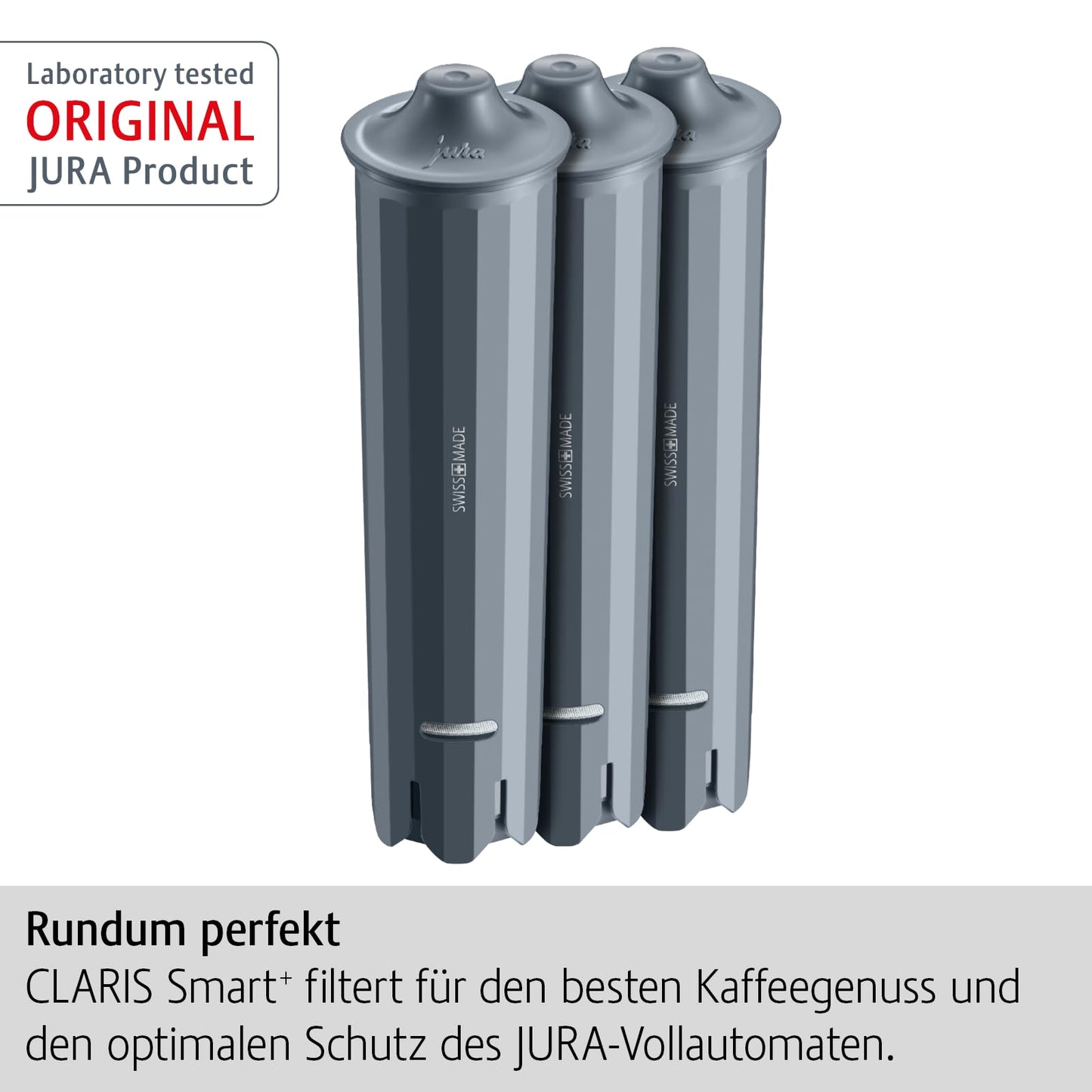 JURA original - CLARIS Smart+ Filterpatrone mit automatischer Filtererkennung - TÜV-zertifizierte Hygiene - 3er-Pack - 24233, Grau