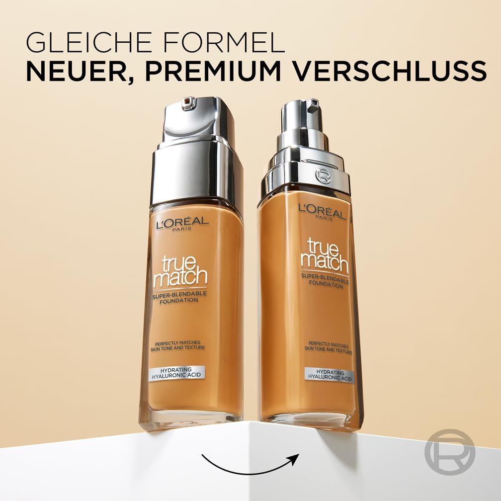 L'Oréal Paris Make up, Flüssige Foundation mit Hyaluron und Aloe Vera, Perfect Match Make-Up, Nr. 3.D/3.W Golden Beige, 30 ml