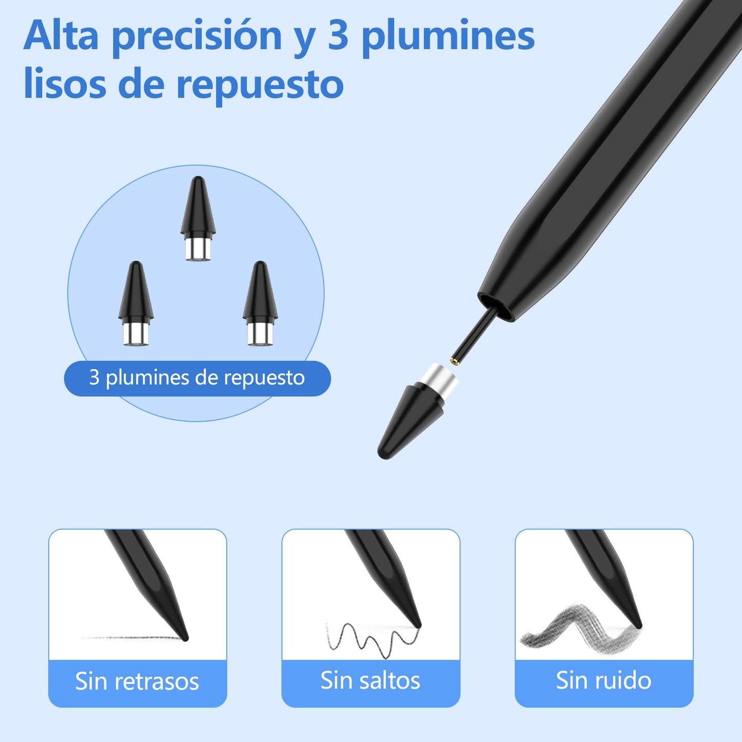 Tablet Stift für Android Stylus Pen für Samsung/Huawei/Lenovo/Vivo/Mi Tablets & Handys, Universal Stift mit Hoher Präzision und Neigungs Empfindlichkeit(Schwarz)