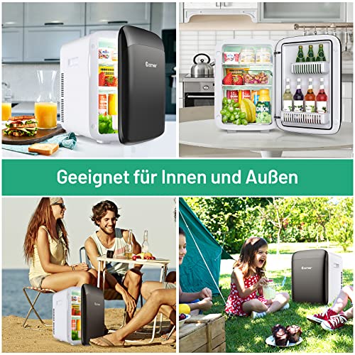 COSTWAY 2 in 1 Mini Kühlschrank, 15L Kühlschrank klein mit Kühl- und Heizfunktion, -3℃/50℃, DC/AC für Autos, Büros Camping und Wohnheim, 26dB (Schwarz)