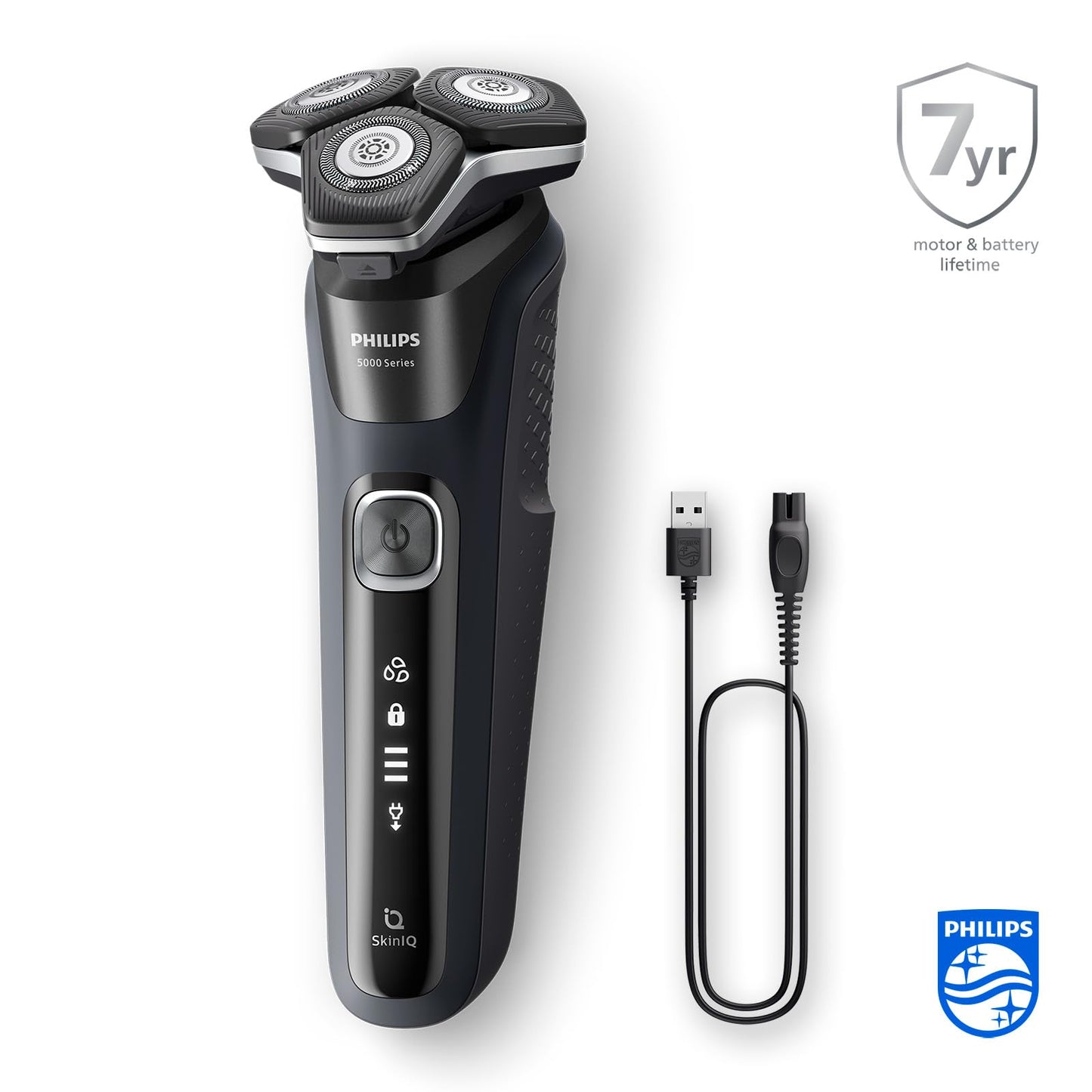 Philips Shaver Series 5000 – Elektrischer Nass- und Trockenrasierer für Herren mit ausklappbarem Trimmer, Reinigungsstation, Reinigungskartusche & Reiseetui (Modell S5898/50)