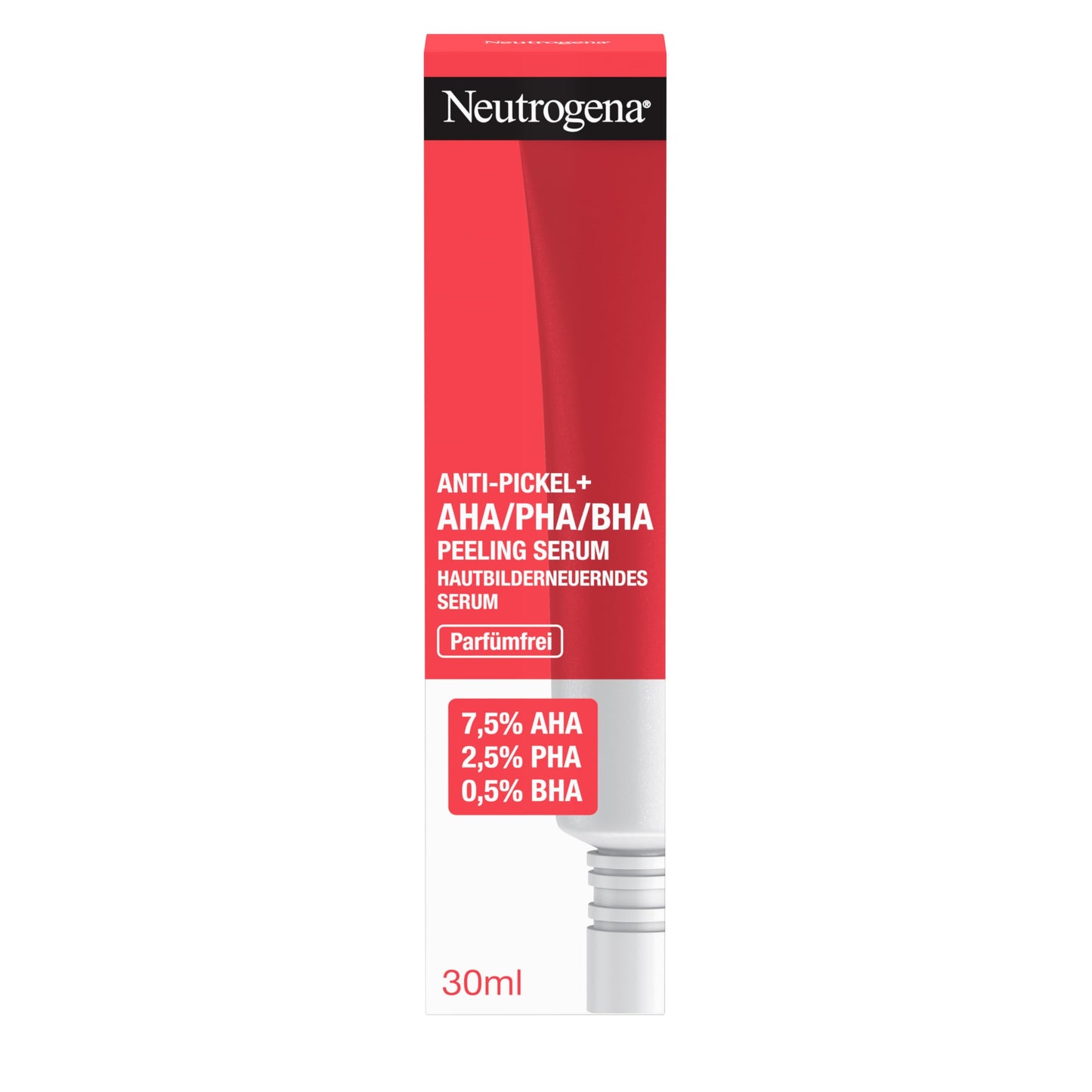 Neutrogena Anti-Pickel+ Peeling Serum (30 ml), hautbilderneuerndes Gesichtsserum mit hautklärender Salicylsäure + AHA/PHA für unreine Haut, reduziert Pickel & Pickelmale sichtbar in nur 1 Woche*