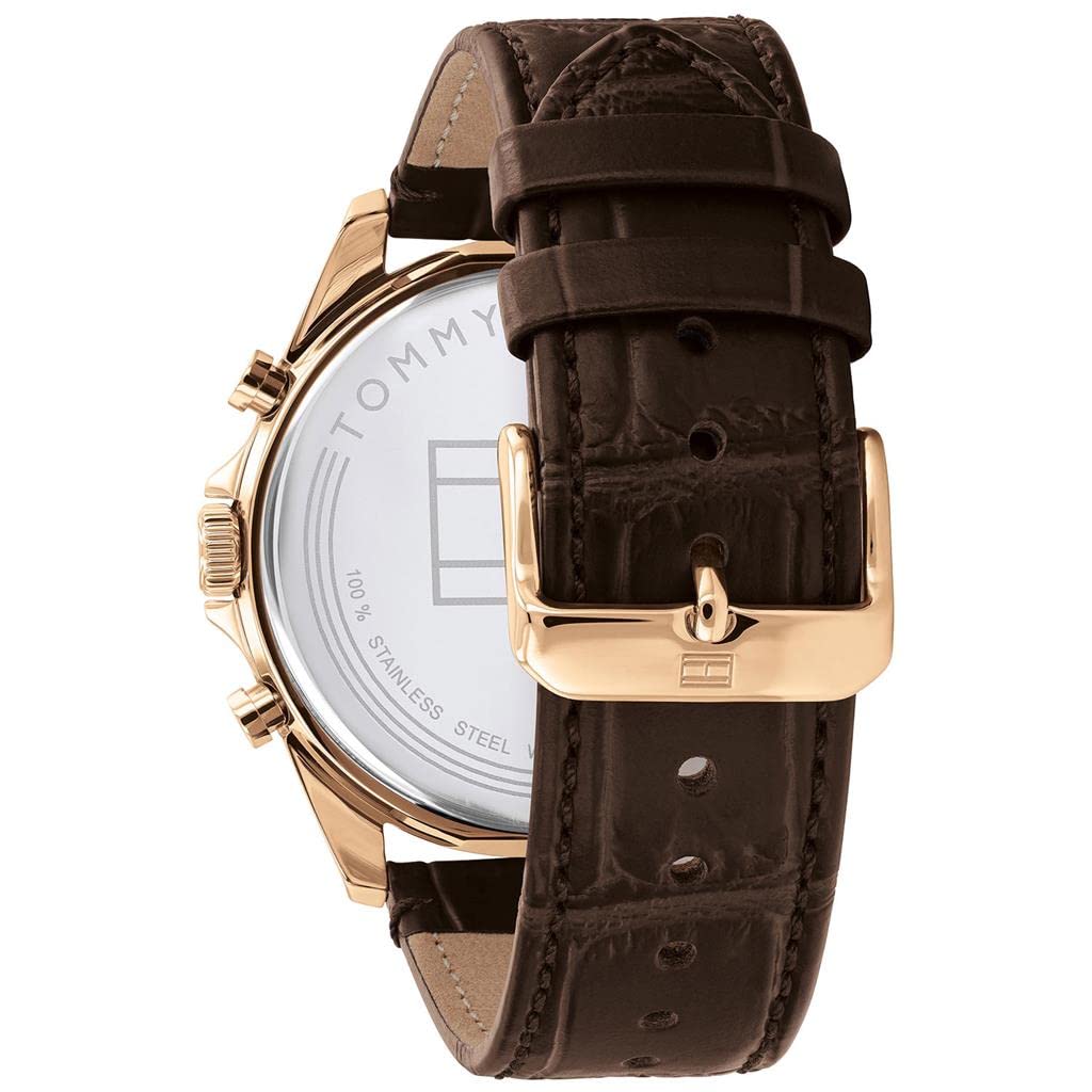 Tommy Hilfiger Multi Zifferblatt Quarz Uhr für Herren mit Dunkel-Braunes Lederarmband - 1710453