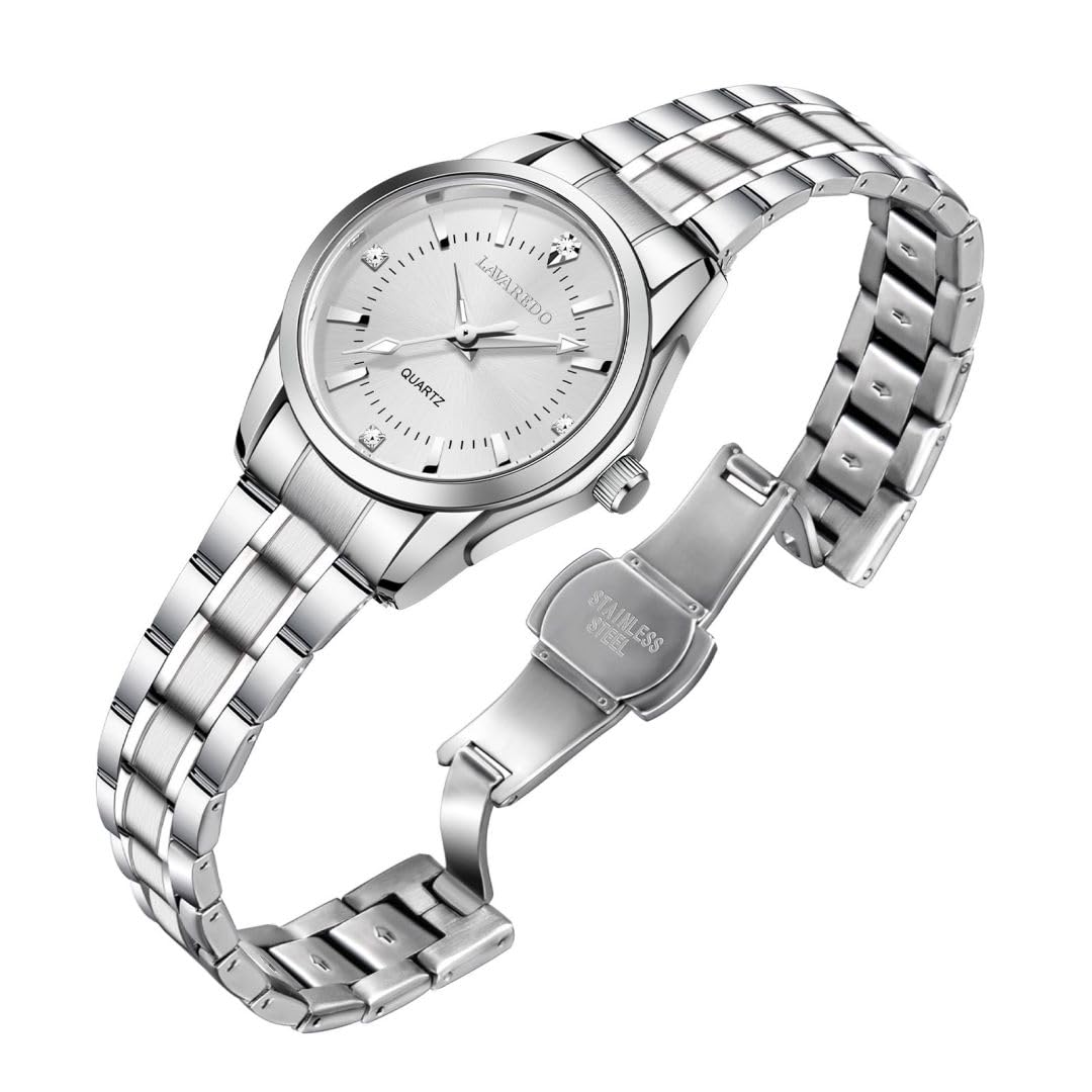 aswan watch Damen Analog Quarz Armbanduhr mit Edelstahlarmband, 3 Zeiger, 27mm Gehäusegröße