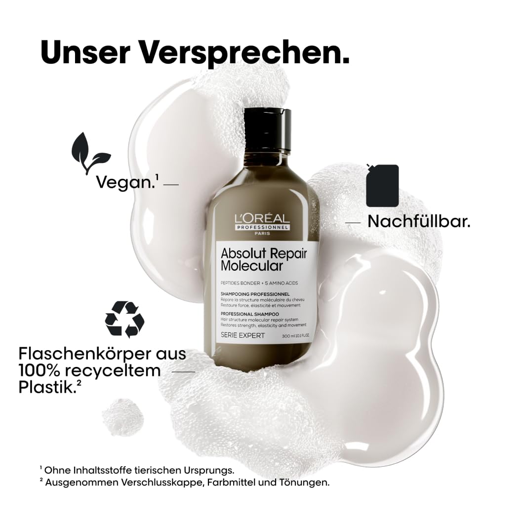 L'Oréal Professionnel Geschenkset für strukturgeschädigtes Haar, Zur molekularen Tiefenreparatur, Mit Peptidbondern & Aminosäuren, Serie Expert, Absolut Repair Molecular Shampoo, Maske & Mini-Leave-In