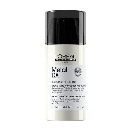 L'Oréal Professionnel Leave-In Creme für alle Haartypen, Gegen Haarbruch, Farbveränderungen & Frizz, Mit UV-Filter und Hitzeschutz, Feuchtigkeitsspendend, Serie Expert, Metal DX High Protection Cream