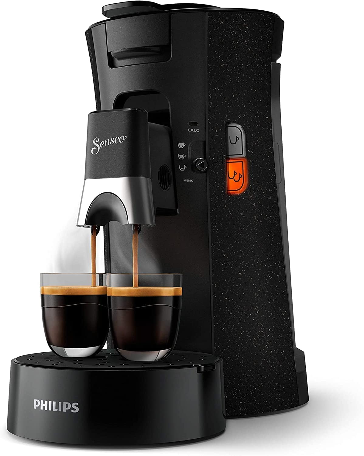 PHILIPS Senseo Select Kaffeepadmaschine – Kaffeestärkewahl Plus, Crema Plus Technologie, 0,9L Wassertank, Energiesparend, Zwei-Tassen-Funktion, Memo-Funktion, Höhenverstellbarer Auslauf (CSA240/20)