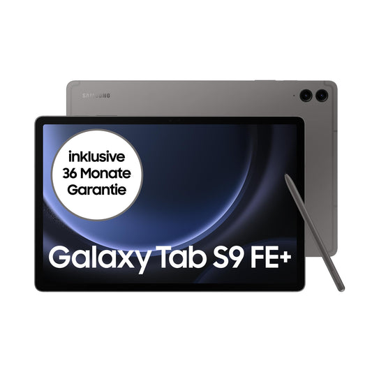 Samsung Galaxy Tab S9 FE+ Android-Tablet, 31,5 cm / 12,4 Zoll Display, 128 GB Speicher, Mit Stift (S Pen), Lange Akkulaufzeit, WiFi, Grau, Inkl. 36 Monate Herstellergarantie [Exklusiv bei Amazon]