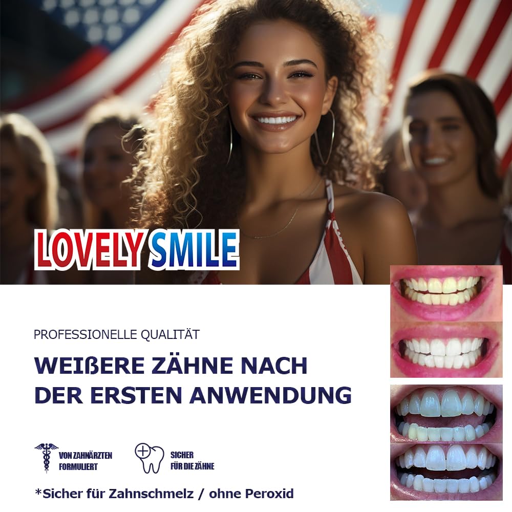 LOVELY SMILE Premium Line Teeth Whitening Strips - Zahnaufhellung ohne Zahnempfindlichkeit, Peroxidfrei - Schnelle Wirkung - Sicher für Zahnschmelz, 28 WHITE-STRIPS von RAY OF SMILE