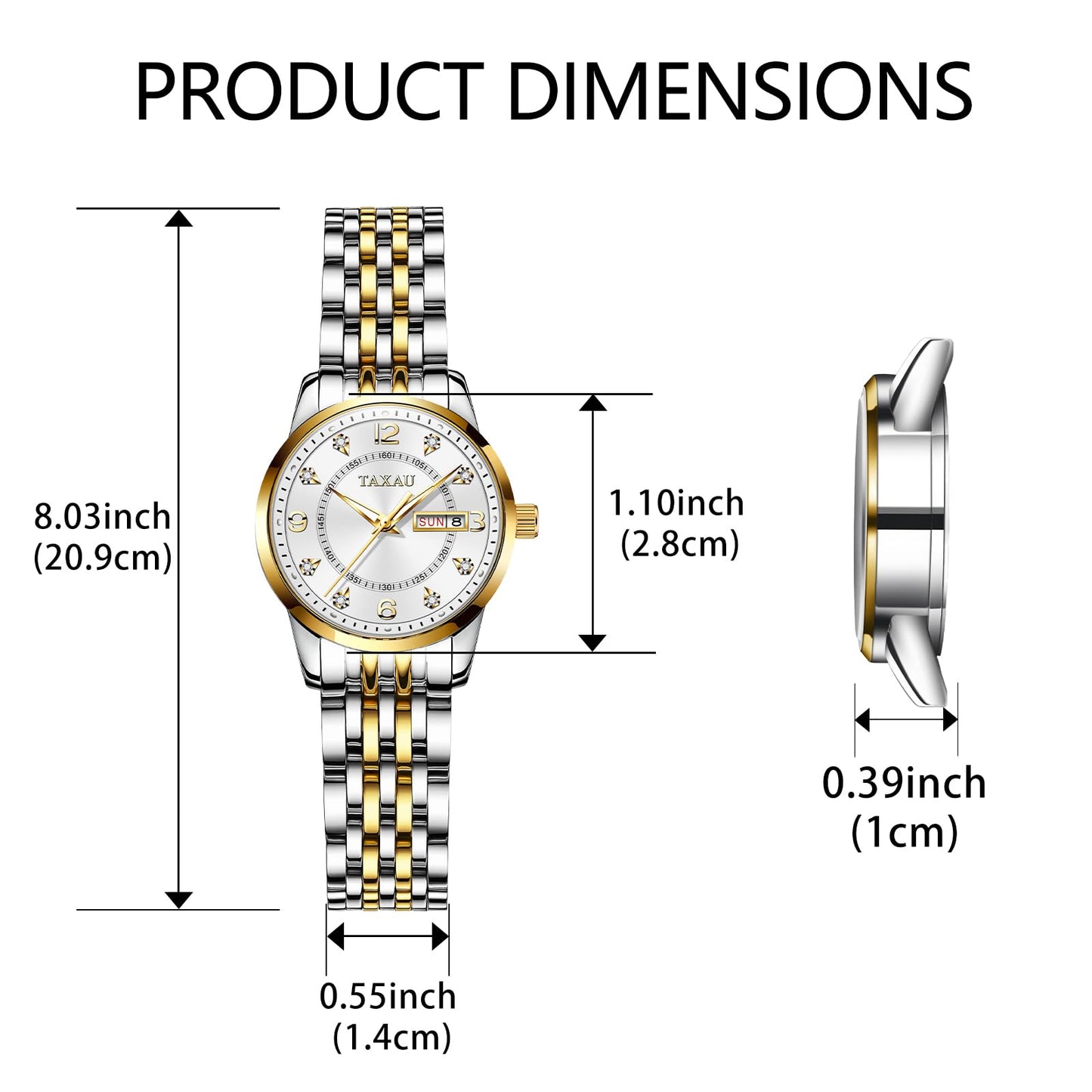 Taxau Uhren Frauen Luxus Diamant Arabisch Zifferblatt Armbanduhr für Frauen mit Datum wasserdichte Edelstahl Quarz Damenuhr Reloj para Mujer