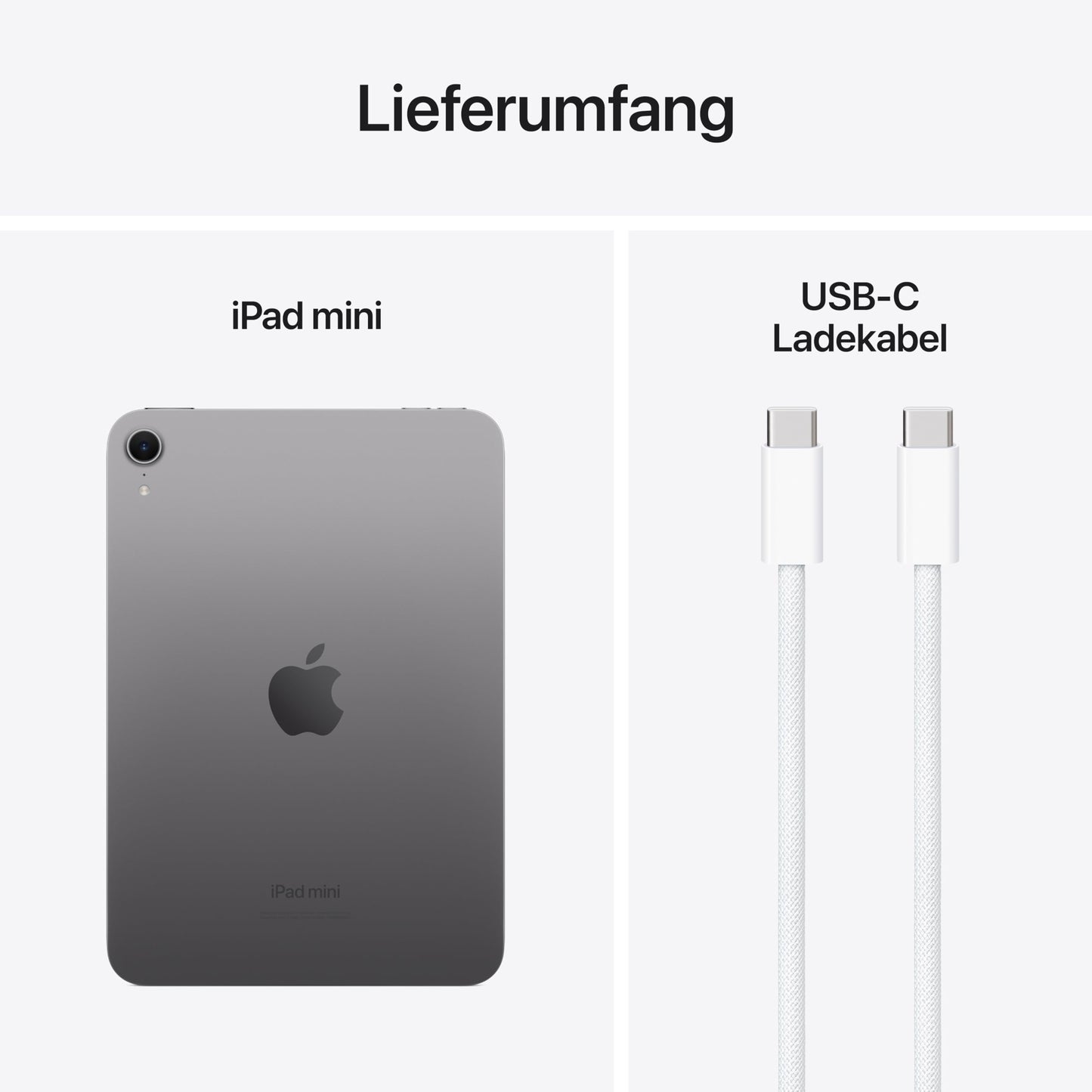 Apple iPad Mini (A17 Pro): 8,3'' Liquid Retina Display, 128 GB, WLAN 6E, 12 MP Front /12 MP Rückkamera, Touch ID, Batterie für den ganzen Tag – Space Grau