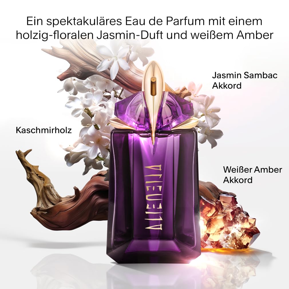 MUGLER Alien Eau de Parfum, Damen-Parfum, Amberartig, holzig und blumig, Außergewöhnlicher Duft, Nachfüllbar, 60 ml