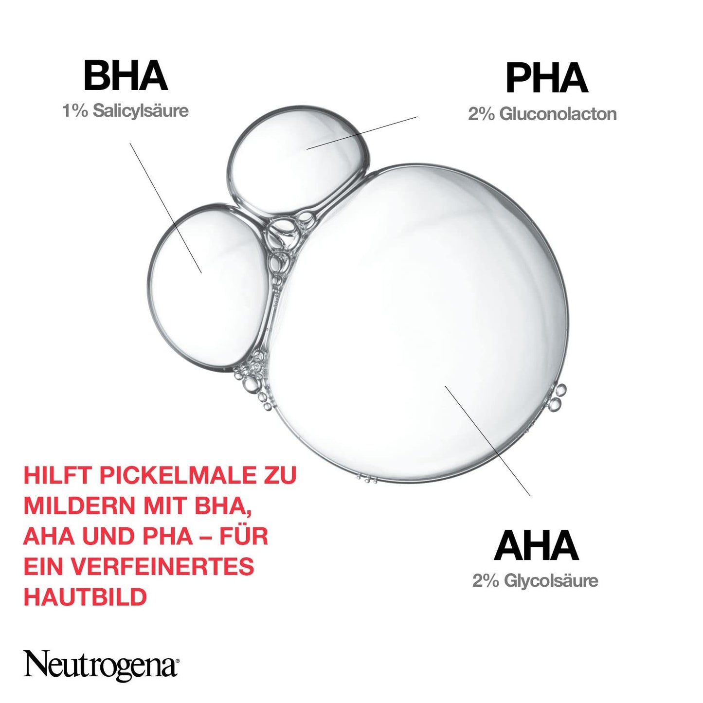 Neutrogena Anti-Pickel+ Peeling Serum (30 ml), hautbilderneuerndes Gesichtsserum mit hautklärender Salicylsäure + AHA/PHA für unreine Haut, reduziert Pickel & Pickelmale sichtbar in nur 1 Woche*