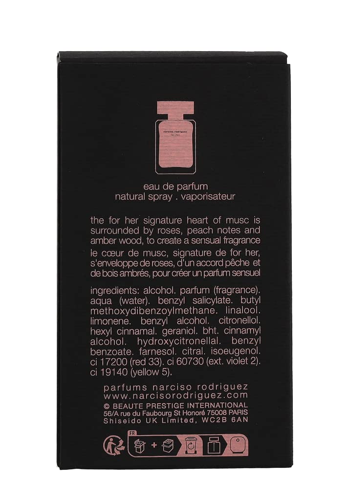 Narciso Rodriguez for her, femme/woman, Eau de Parfüm mit Zerstäuber, 50 ml (1er Pack), Glass, Pink