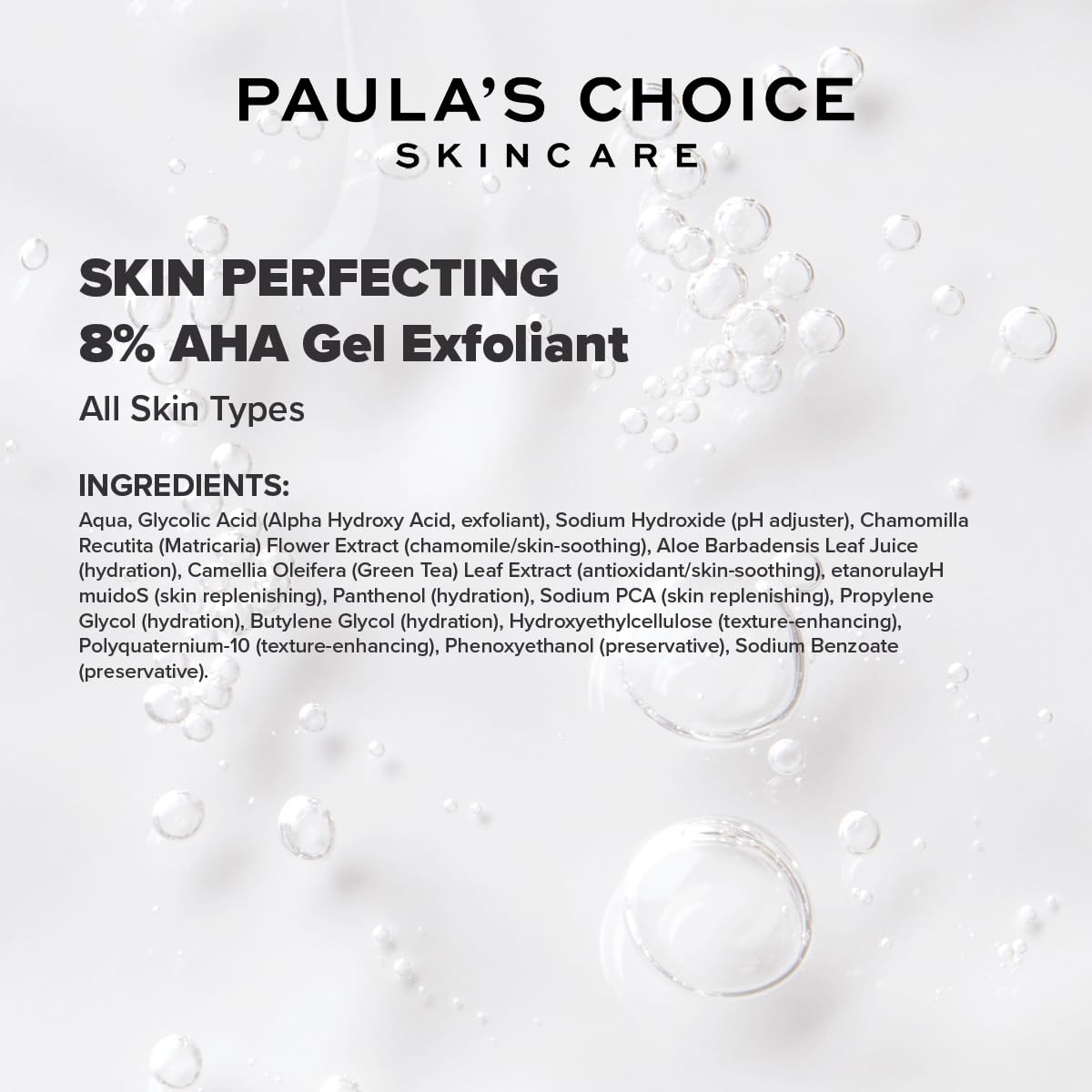 Paula's Choice Skin Perfecting 8% AHA Peeling Gel – Glättet Feine Linien und Falten – Anti-Aging Gesichtspeeling mit Glykolsäure – Weiche & Glatte Haut – Alle Hauttypen – 100 ml