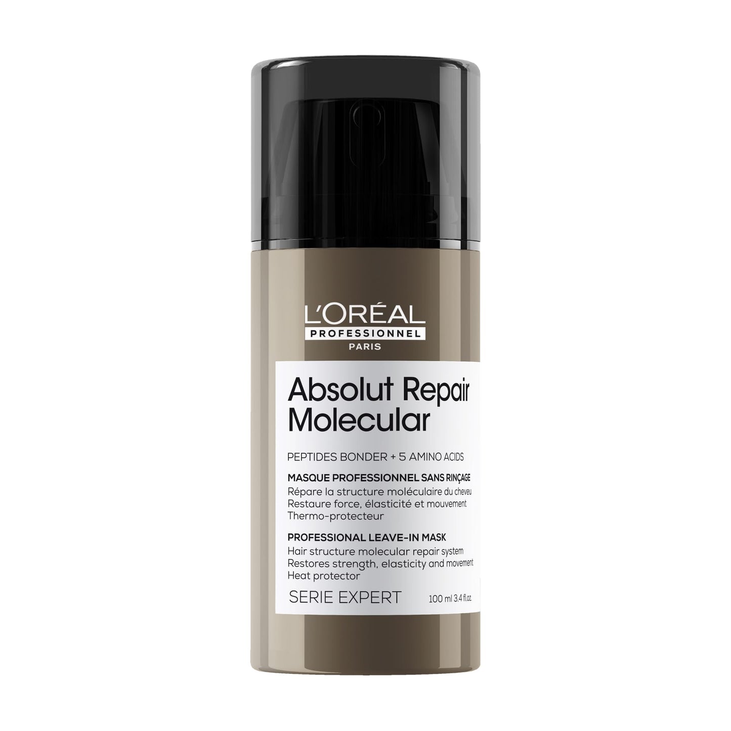 L'Oréal Professionnel Leave-In für strukturgeschädigtes Haar, Zur molekularen Tiefenreparatur, Mit Peptidbondern und 5 Aminosäuren, Serie Expert, Absolut Repair Molecular, 100 ml