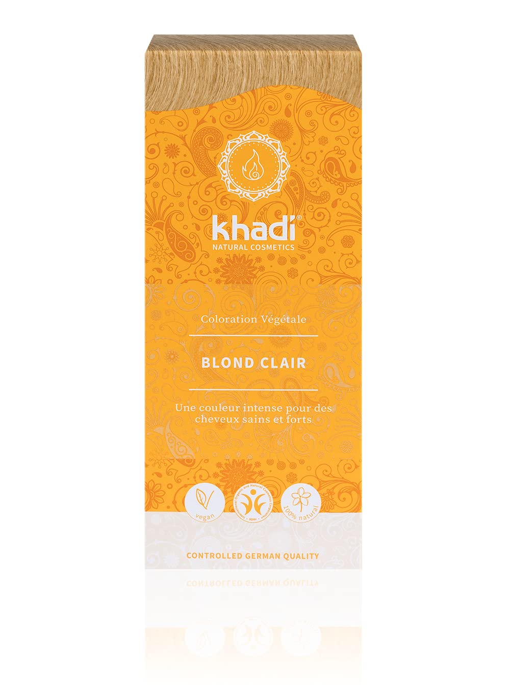 khadi HELLBLOND Pflanzenhaarfarbe, Haarfarbe für frisches, strahlendes Weizenblond bis zu warmem, goldenem Honigblond, Naturhaarfarbe 100% pflanzlich, natürlich & vegan, Naturkosmetik, 100g