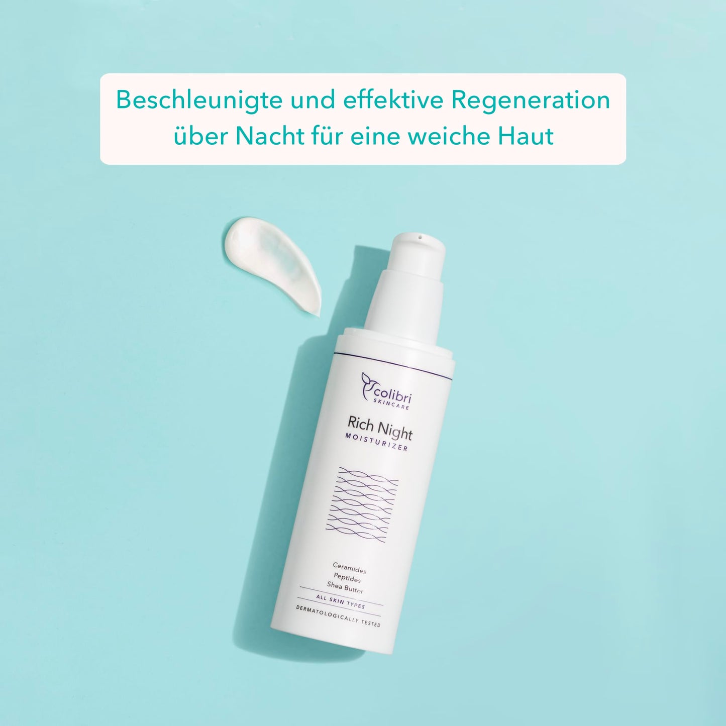 colibri skincare Rich Night Moisturizer 80ml - Nachtcreme für beschleunigte Regeneration über Nacht - Anti Aging Creme für eine starke Hautschutzbarriere - Feuchtigkeitscreme Gesicht