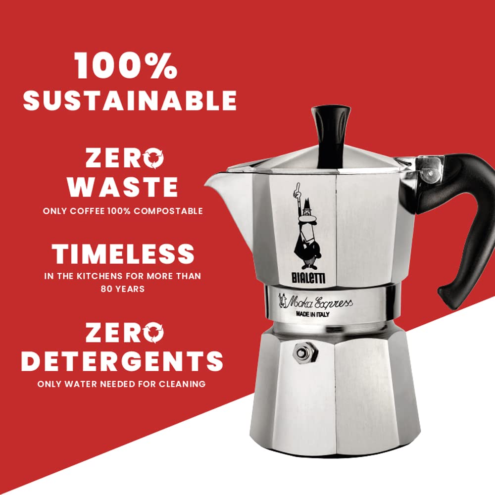 Bialetti - Moka Express: Ikonische Espressomaschine für die Herdplatte, macht echten Italienischen Kaffee, Moka-Kanne 12 Tassen (600 ml), Aluminium, Silber