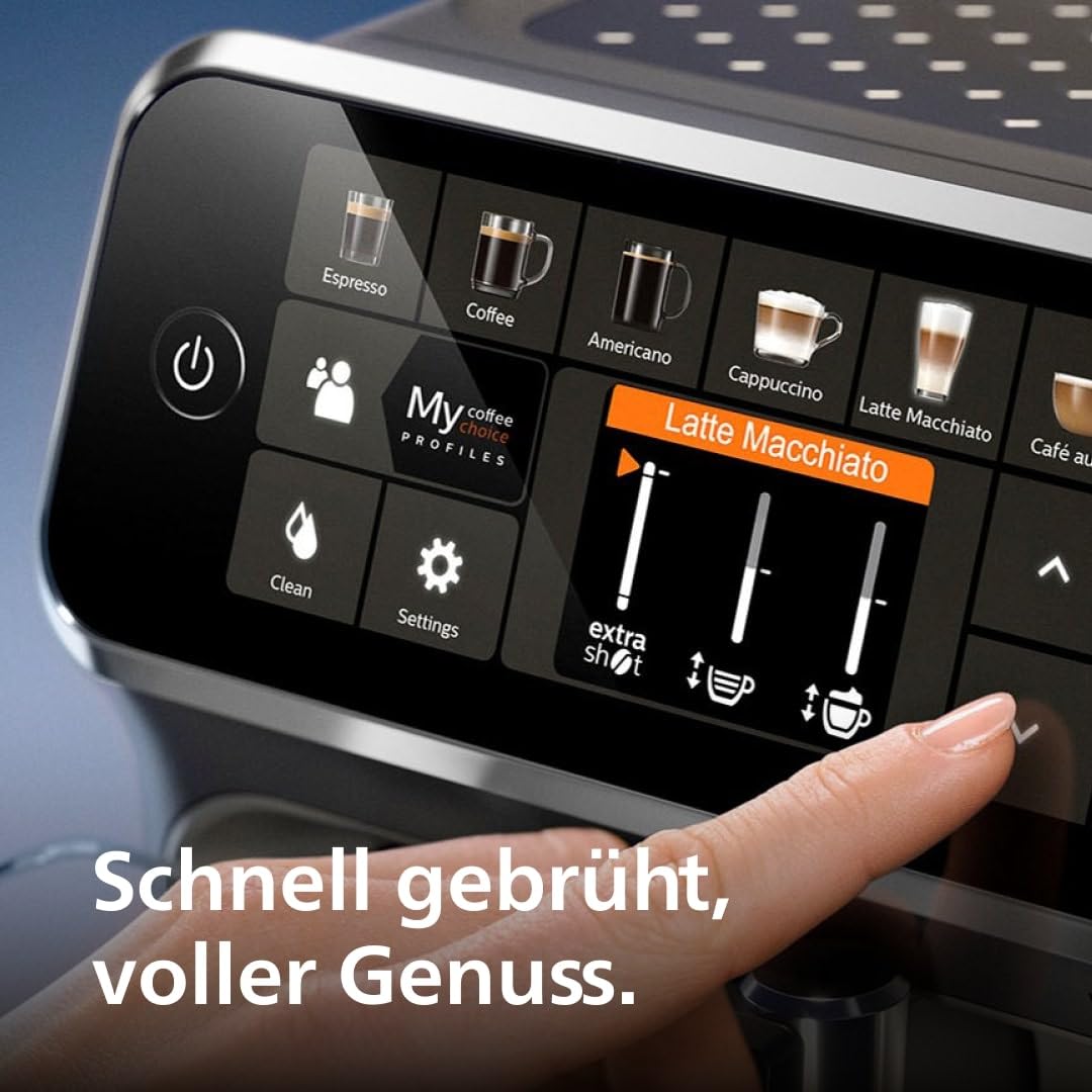 PHILIPS Espressomaschine der Serie 5400 – Genießen Sie 12 Getränke, schnell reinigendes LatteGo, intuitives TFT-Display, anpassbare Kaffeeeinstellungen, erstklassiges Küchendesign (EP5441/50)