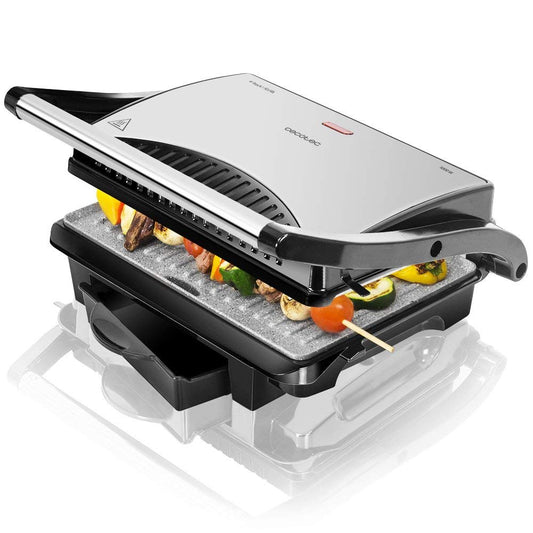 Cecotec Rock'nGrill 1500 Rapid Elektrogrill. RockStone-Steinverkleidung, höhenverstellbare Deckplatte, Fettwanne, 1500 W Leistung, umweltfreundliche Verkleidung (1000 W)