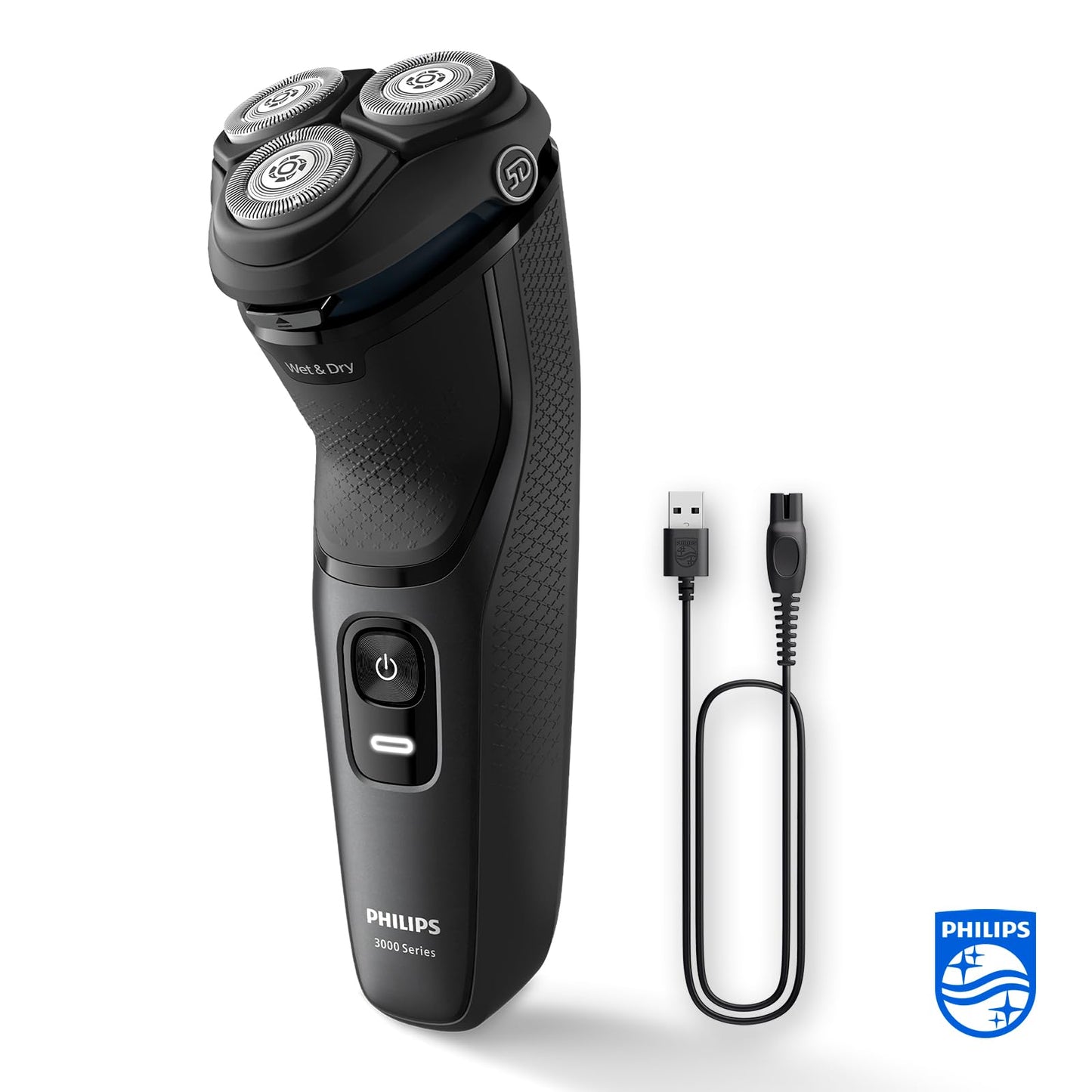 Philips Shaver Series 3000 – Elektrischer Nass- und Trockenrasierer für Männer, mit SkinProtect-Technologie, in Anthrazit, mit ausklappbarem Bartschneider, kabellos (Modell S3145/00)