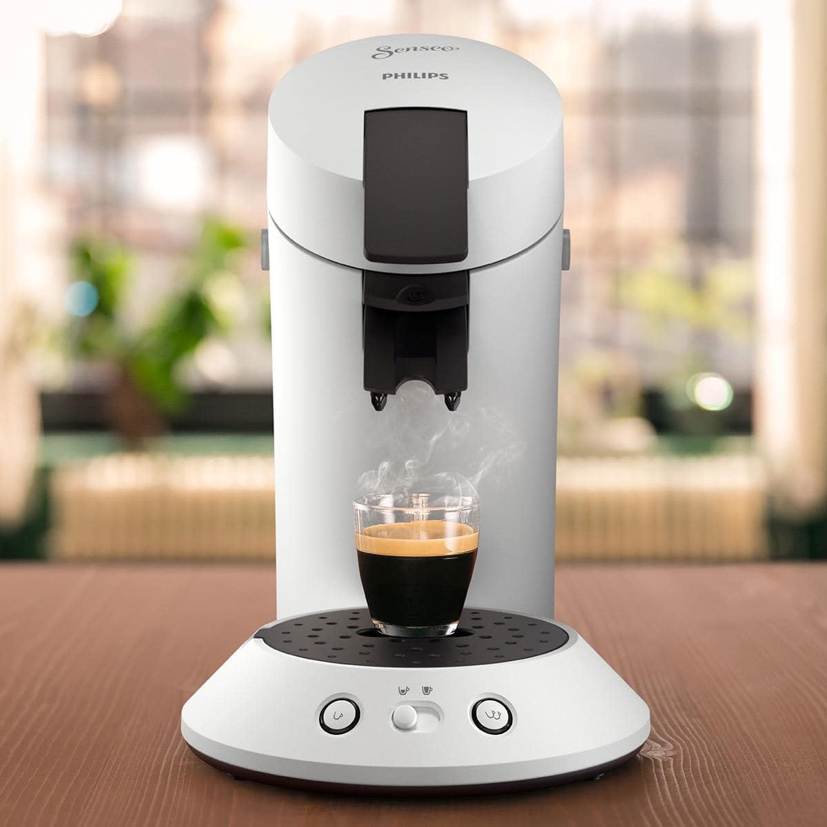 PHILIPS Senseo Original Plus Kaffeepadmaschine – Coffee Boost Technologie, Kaffeestärkewahl, 0,7 L Wassertank, Direktstart- und Abschaltfunktion, Zwei-Tassen-Funktion, Sanfte Crema (CSA210/10)