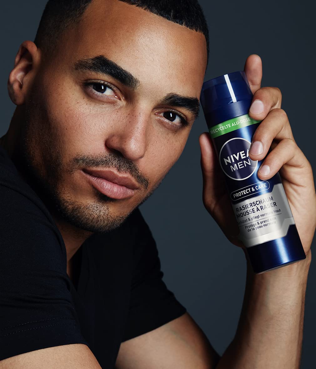 NIVEA MEN Protect & Care Rasierschaum (200 ml), Schutz und Pflege für eine sanfte Rasur, hautschonender Rasierschaum für Männer mit Aloe Vera und Panthenol