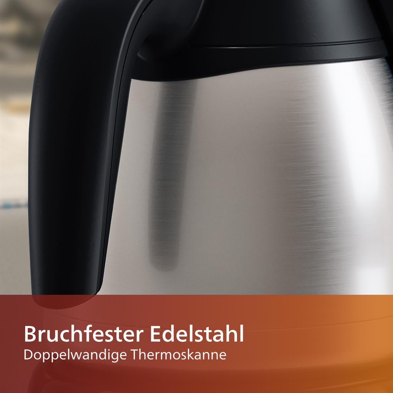 PHILIPS Filterkaffeemaschine – 1.2-Liter-Thermoskanne, bis zu 15 Tassen, Edelstahl, (HD7546/20), 1000watts, 25.5 x 22.1 x 37.01 cm, silbern/schwarz