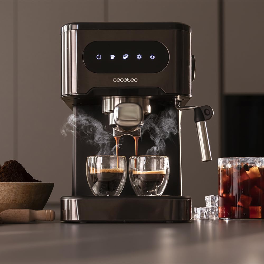 Cecotec Espressomaschine Power Espresso 20 Coldbrew. Espresso und Cappuccino, Kaltkaffee, 20 Bar Druck, schwenkbarer Dampfauslauf Professionelle Qualität zu Hause.