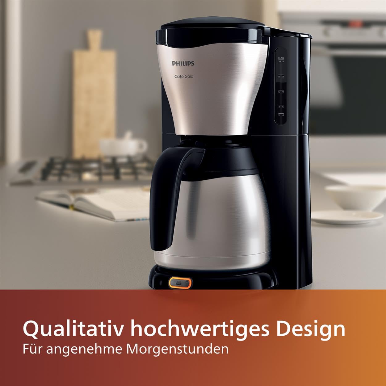 PHILIPS Filterkaffeemaschine – 1.2-Liter-Thermoskanne, bis zu 15 Tassen, Edelstahl, (HD7546/20), 1000watts, 25.5 x 22.1 x 37.01 cm, silbern/schwarz