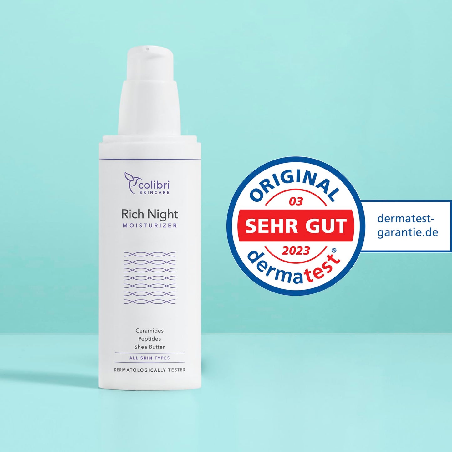 colibri skincare Rich Night Moisturizer 80ml - Nachtcreme für beschleunigte Regeneration über Nacht - Anti Aging Creme für eine starke Hautschutzbarriere - Feuchtigkeitscreme Gesicht