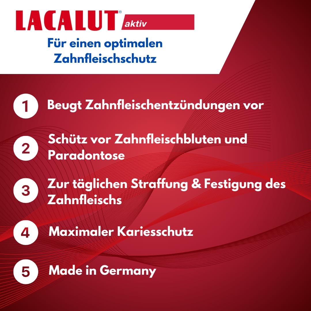 LACALUT AKTIV ZAHNCREME, 100ml Zahnpasta, sofort spürbare Straffung und Festigung des Zahnfleischs, effektive Zahnpflege & Zahnfleischpflege,1 x 100ml