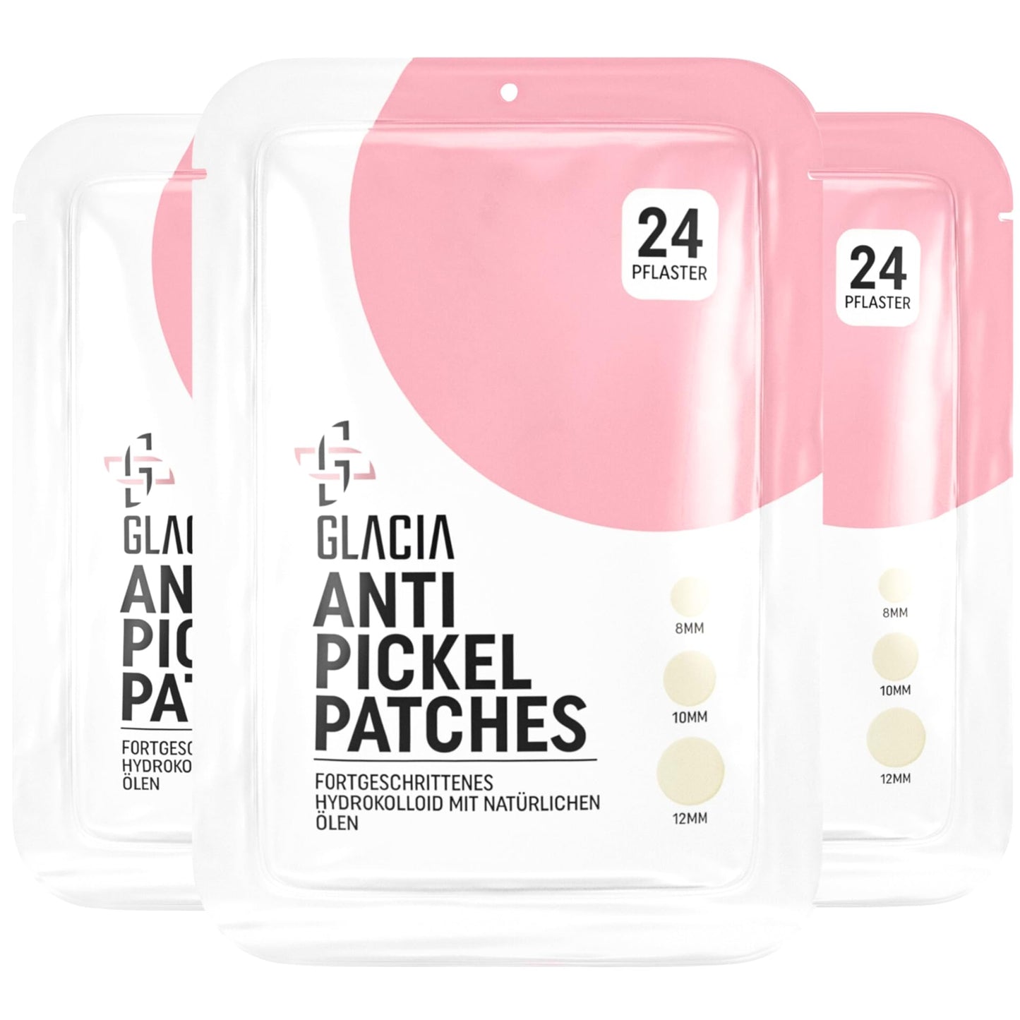 Pickel Patch by Glacia® – 72er Pack Pimple Patches für alle Hauttypen – Hydrokolloid-Pflaster mit natürlichen Ölen wie Teebaum und Calendula für sanfte Hautpflege