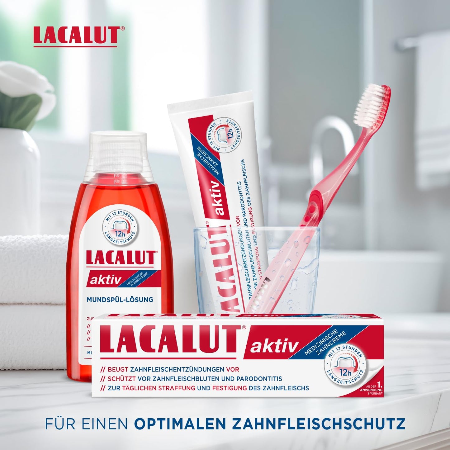 LACALUT AKTIV ZAHNCREME, 100ml Zahnpasta, sofort spürbare Straffung und Festigung des Zahnfleischs, effektive Zahnpflege & Zahnfleischpflege,1 x 100ml