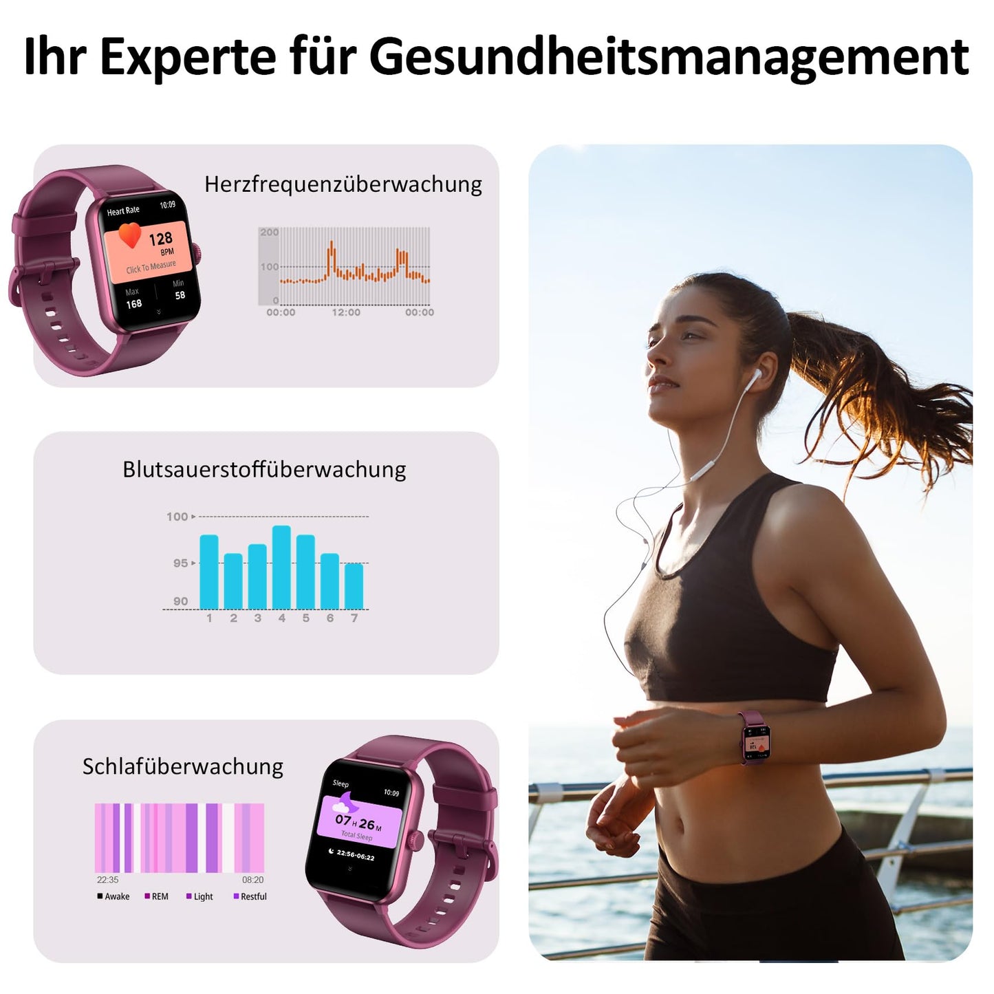 Blackview Smartwatch Damen Herren mit Telefonfunktion(Anrufe tätigen/empfangen)/Message Reminder, Sportuhr mit 100+Sportmodi, Fitnessuhr,Puls-Schlaf-Monitor, Schrittzähler, Smart Watch für Android iOS