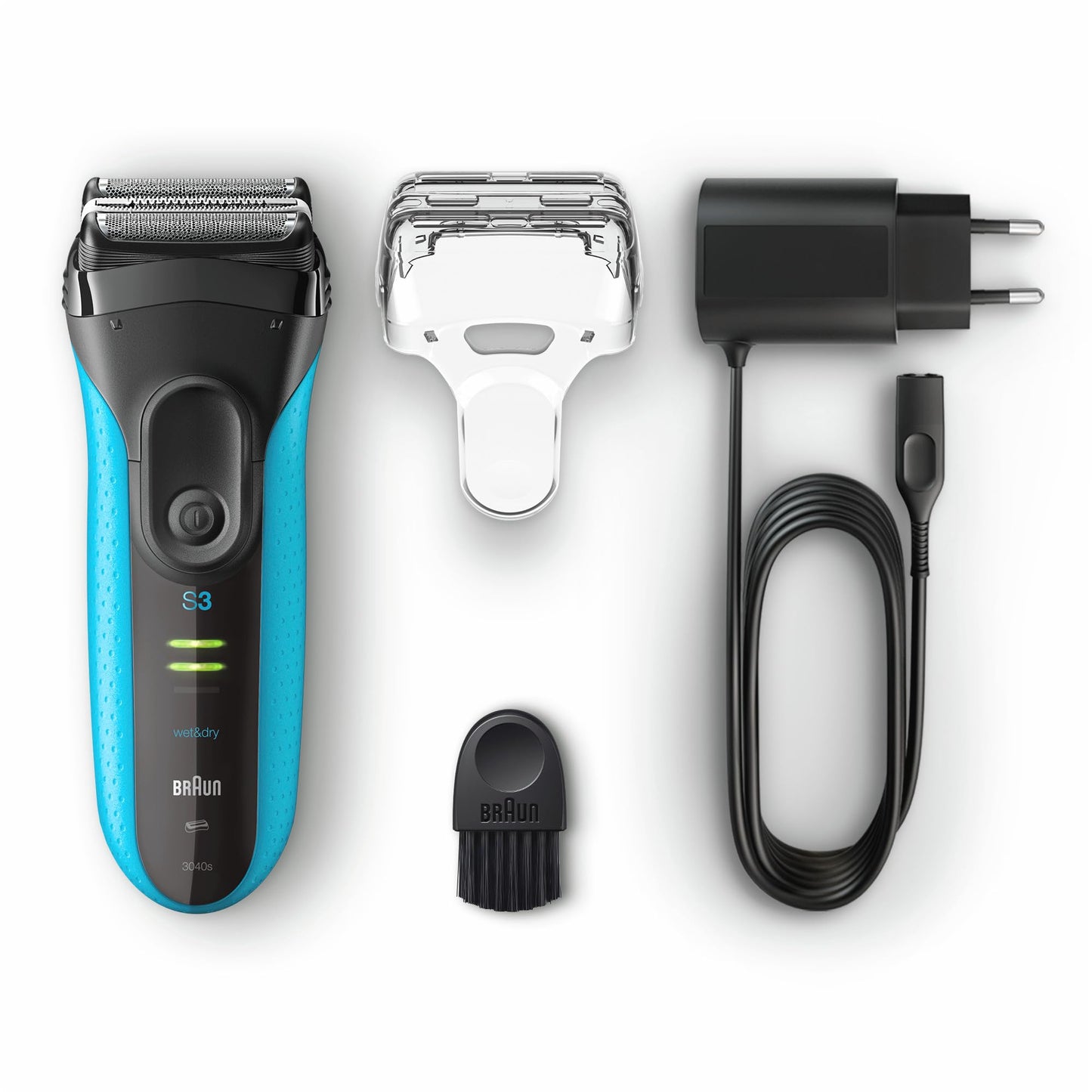 Braun Series 3 ProSkin Elektrorasierer mit Präzisionstrimmer, Rasierer Herren Elektrisch, elektrischer Rasierer, Wet&Dry, rasierapparat, trockenrasierer, Made in Germany, 3040s, schwarz/blau