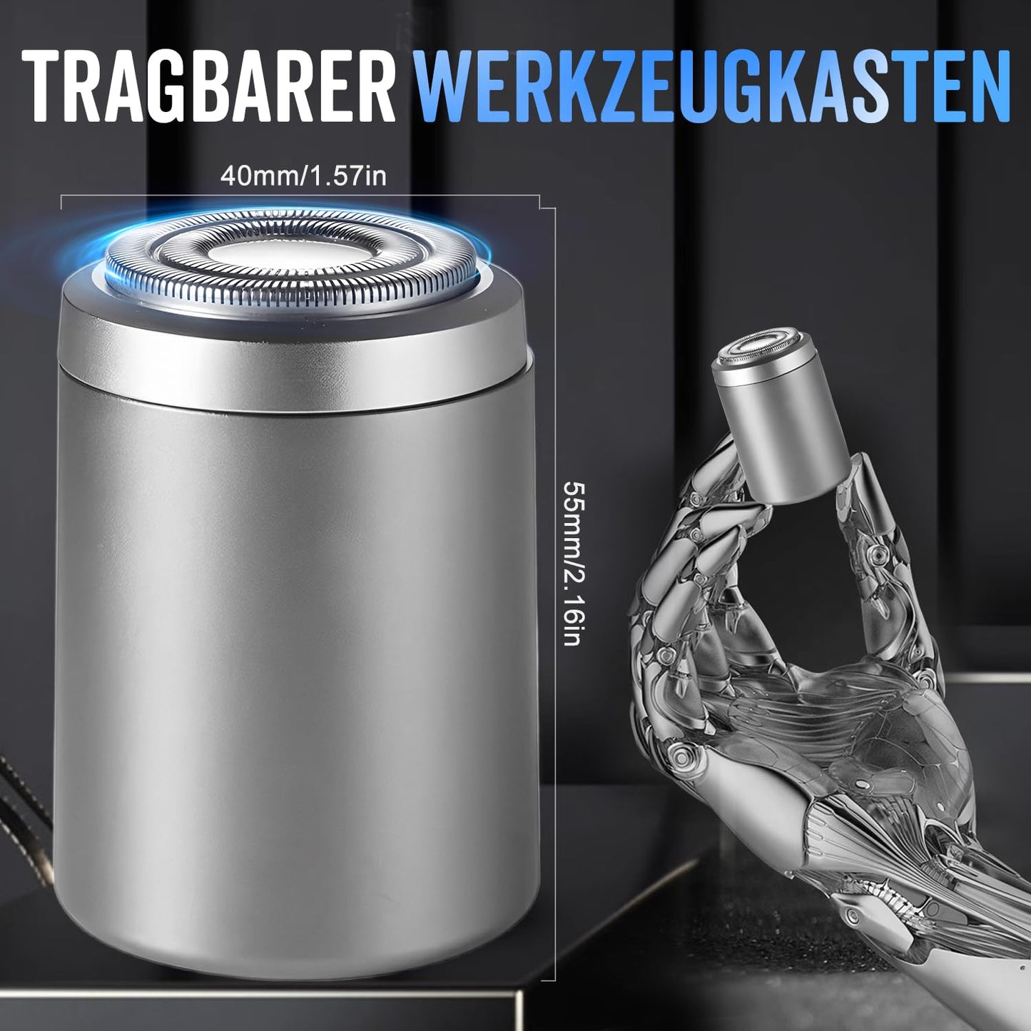 Mini Rasierer Elektrisch, 2025 Neu IPX7 Wasserdichter Multifunktionaler Rasierer Herren Elektrischer, Tragbarer Stumm Waschbar Mini Elektrorasierer, Tiefenreinigung Shaver Men (Grau)