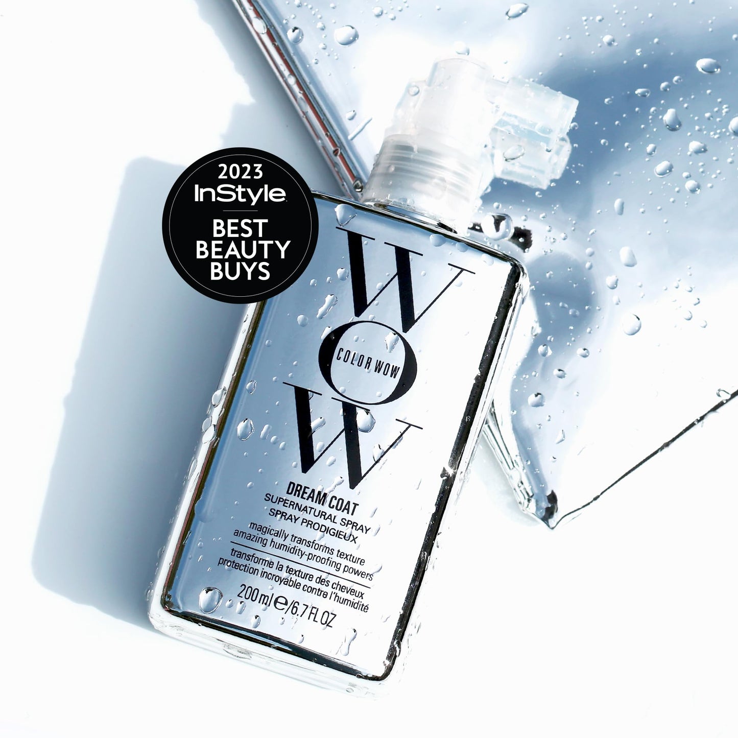 Color Wow Dream Coat Anti Frizz Spray für superglattes Haar, Hitzeschutz für Haare hält bis zu 3 Haarwäschen, Glanzspray für geschmeidige Haare, 200ml (1er Pack)