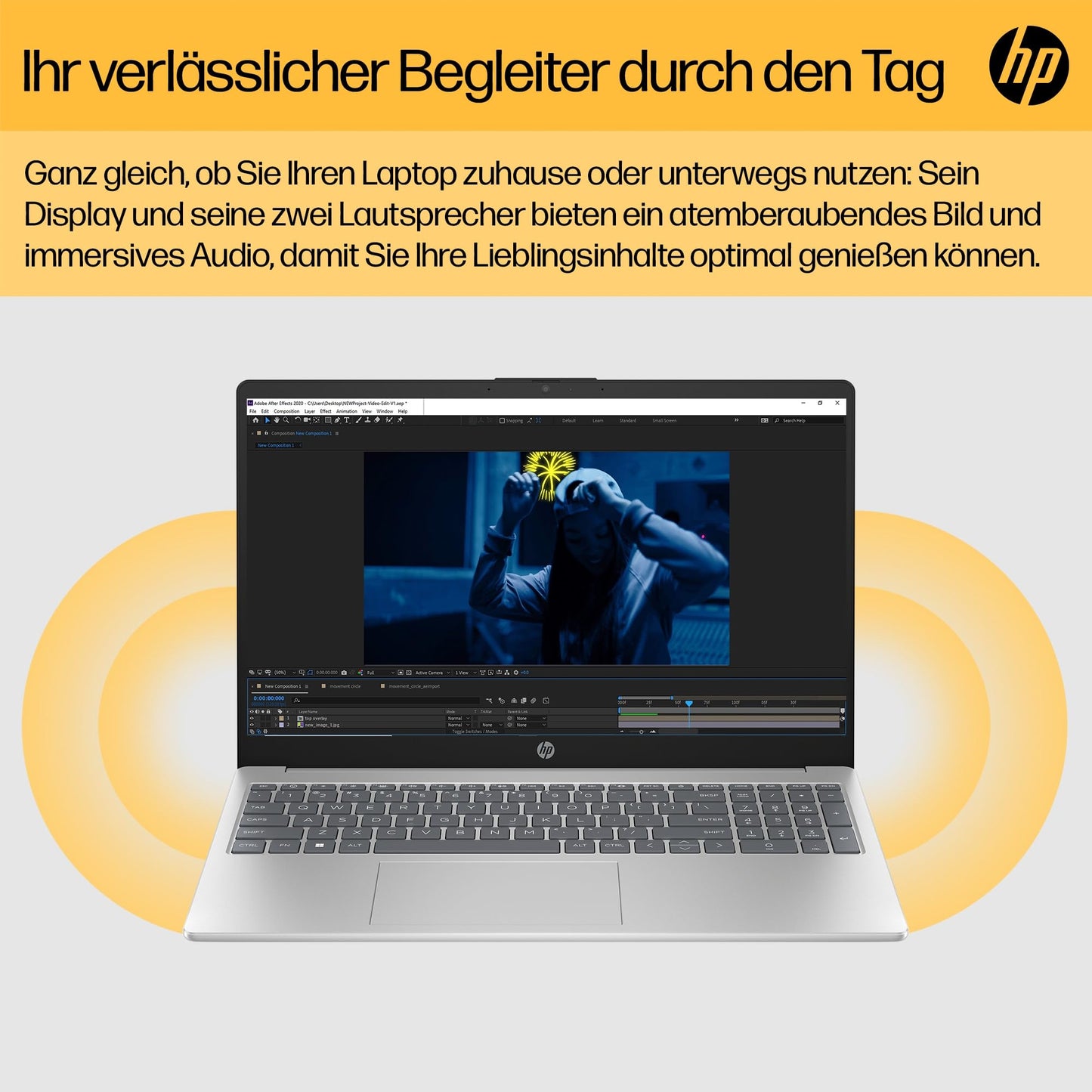 HP Laptop, 15,6" FHD Display, AMD Ryzen 5 7520U, 16 GB DDR5 RAM, 512 GB SSD, AMD Radeon-Grafik, Windows 11 Home, QWERTZ, Natural Silver mit HP Fast Charge