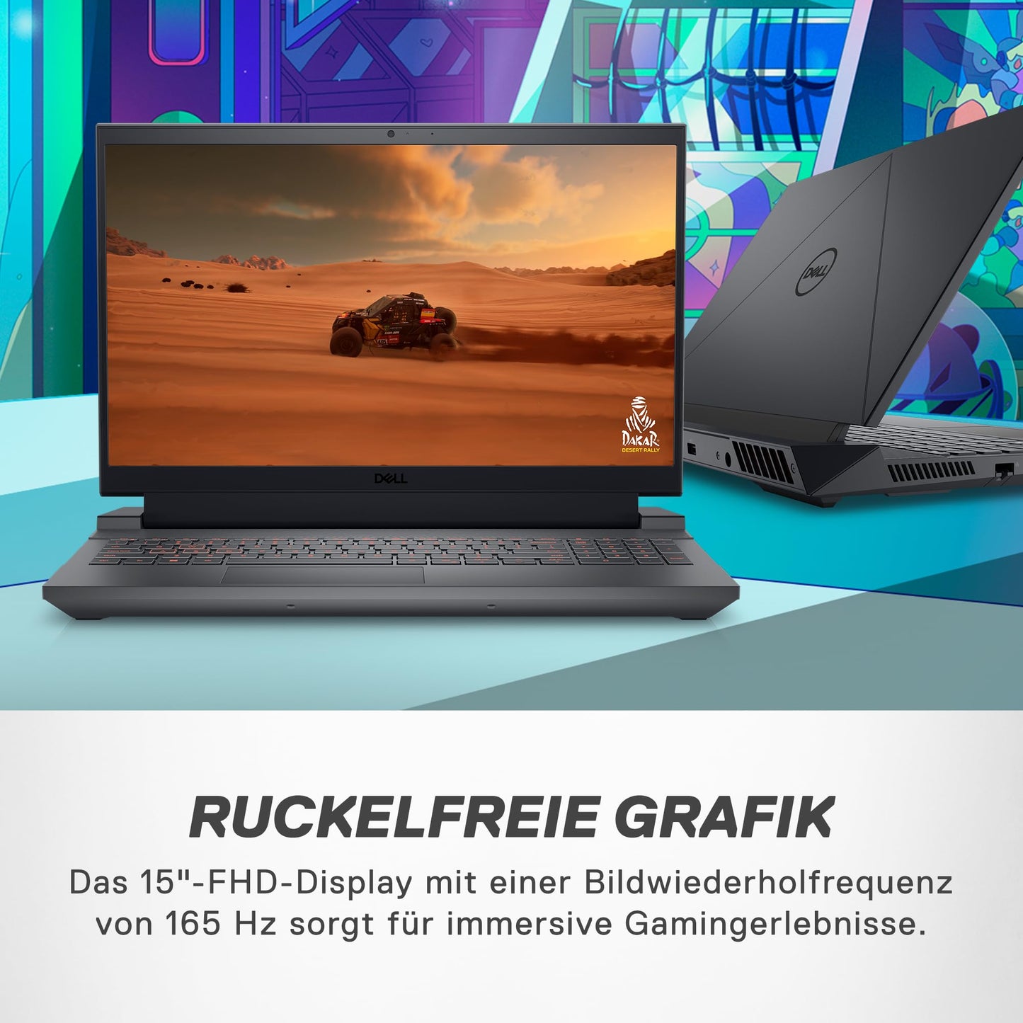 Dell G15 5530 Gaming Laptop 15.6" FHD 165Hz, 3ms, Display, Intel Core i7-13650HX, NVIDIA GeForce RTX 4050 6GB, 16GB RAM, 512GB SSD, Windows 11 Home, QWERTZ Backlit Keyboard, Grigio Ombra Scuro