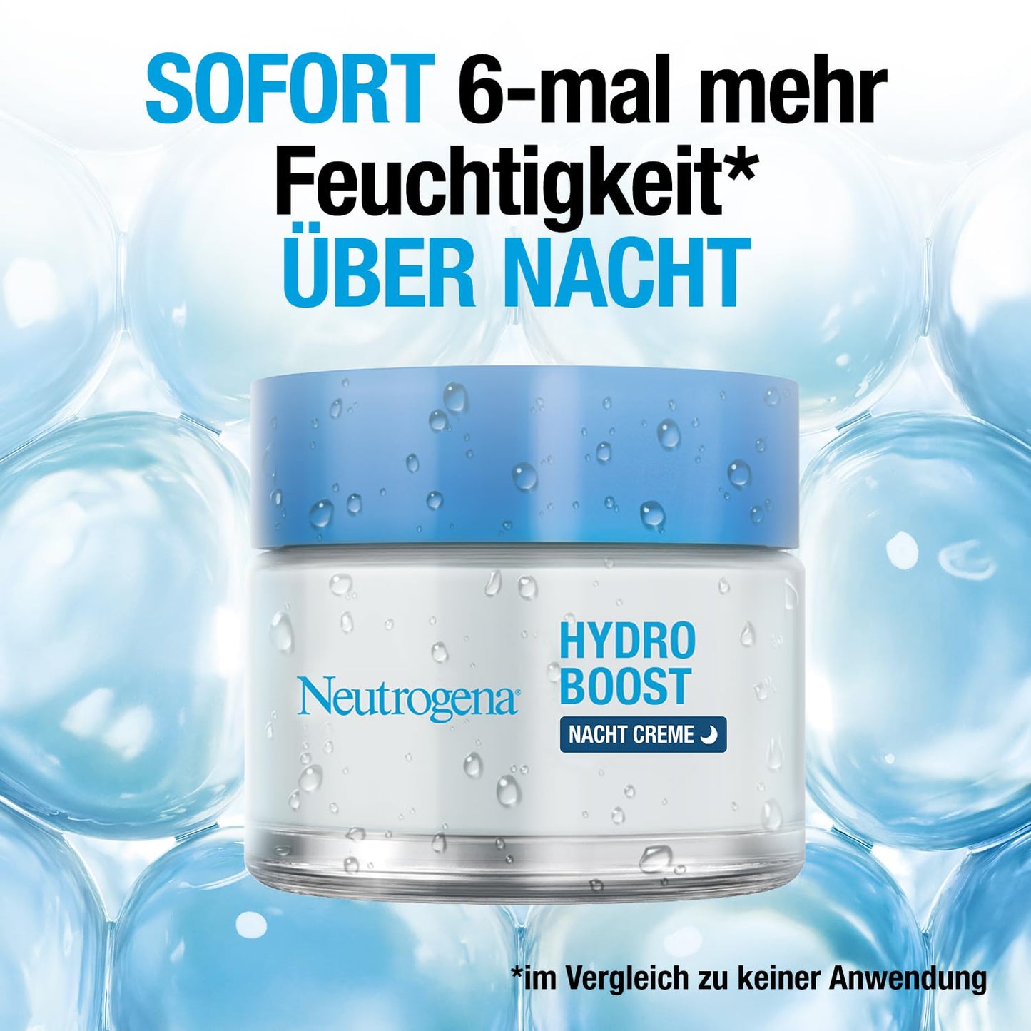 Neutrogena Hydro Boost Gesichtscreme, Nachtcreme mit Hyaluron, intensive Feuchtigkeit für jede Haut, 50ml