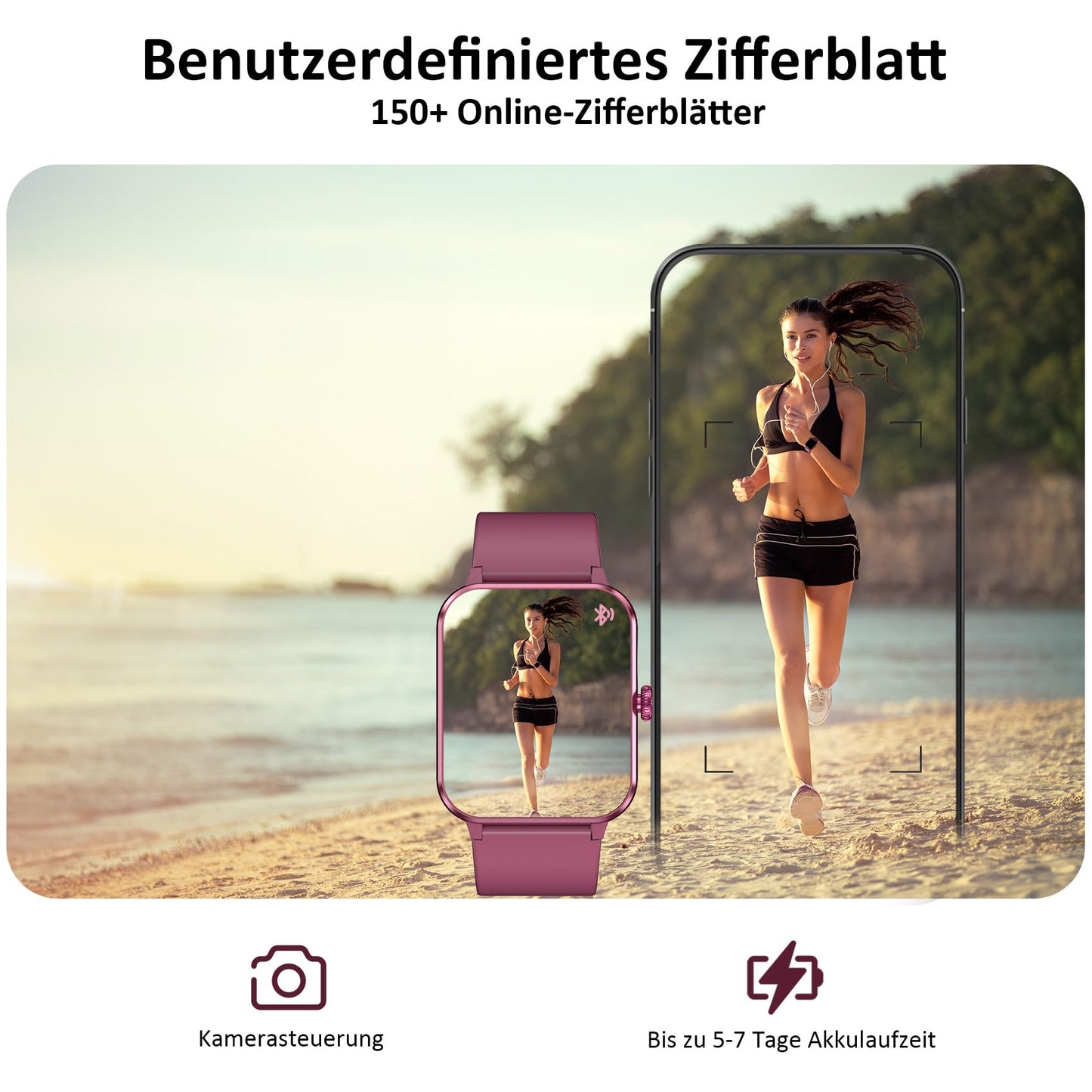 Blackview Smartwatch Damen Herren mit Telefonfunktion(Anrufe tätigen/empfangen)/Message Reminder, Sportuhr mit 100+Sportmodi, Fitnessuhr,Puls-Schlaf-Monitor, Schrittzähler, Smart Watch für Android iOS