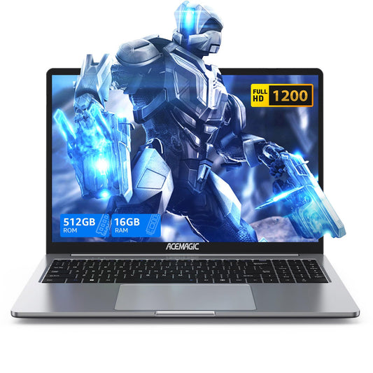 ACEMAGIC Laptop, Metallgehäuse, 16 Zoll FHD, 16 GB DDR4, 512 GB SSD Notebook-Computer, In-tel Quad-Core N97 (bis zu 3,60 GHz) schlägt N5095, Leichter Laptop mit WLAN, BT5.0, USB 3.2 x 2, Typ C(Gray)