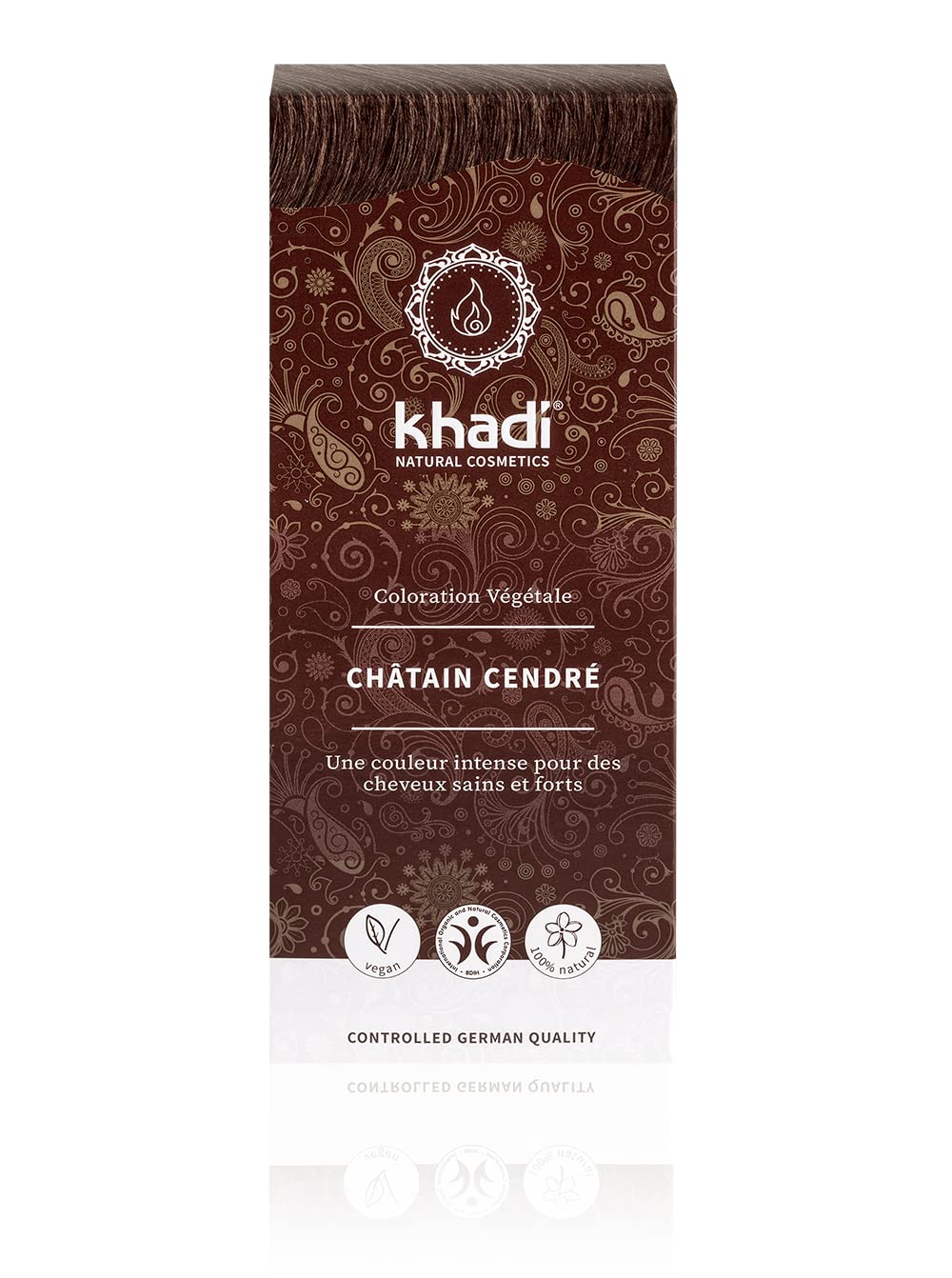 khadi ASCHBRAUN Pflanzenhaarfarbe, Haarfarbe für mattes, mittleres Aschbraun bis zu intensivem Kaffeebraun – ohne rötliche Reflexe, Naturhaarfarbe 100% pflanzlich & vegan, Naturkosmetik, 100g