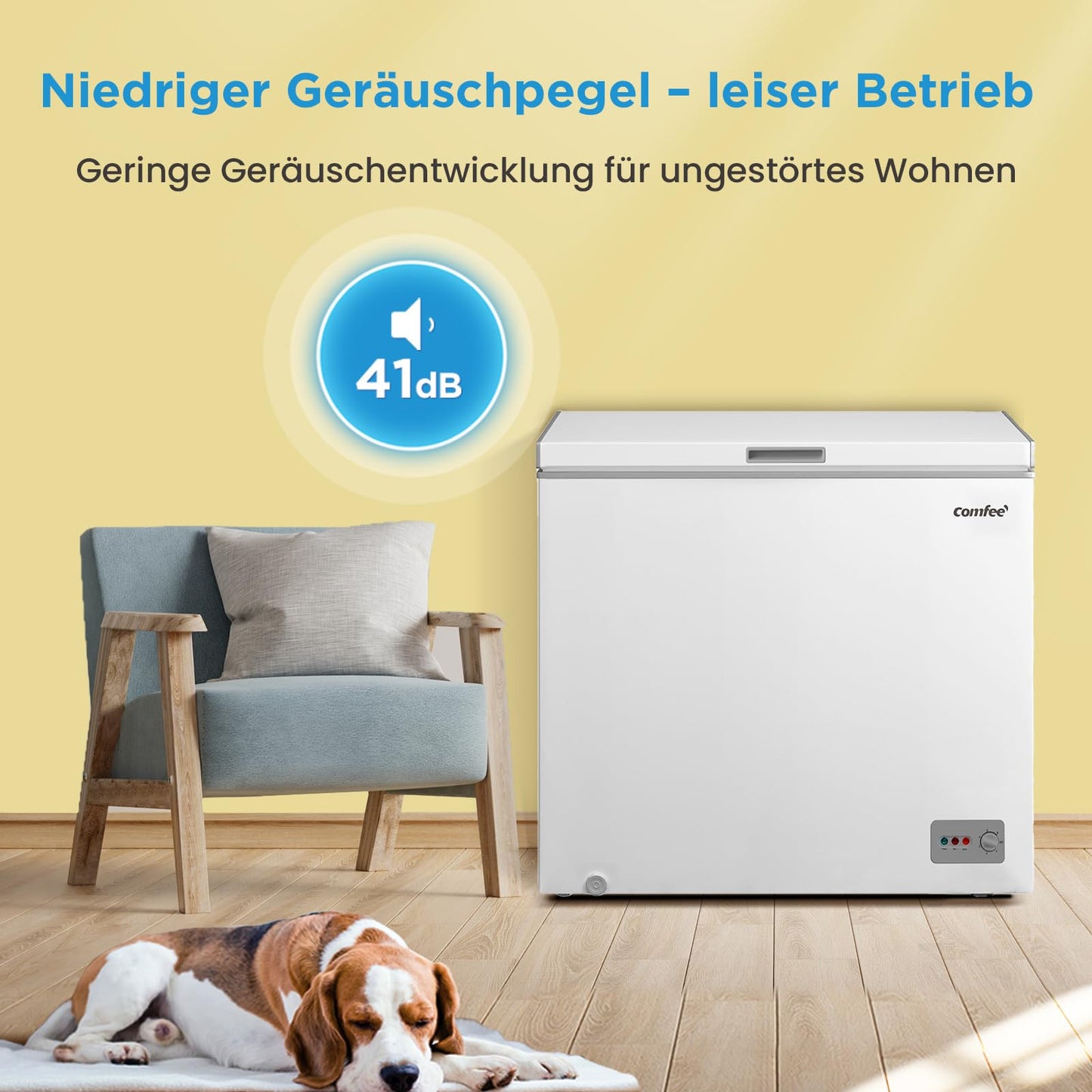 Comfee RCC201WH6(E) Gefriertruhe/82 kWh/Jahr/85cm hoch/200L/Inverter-Kompressor/41dB Geringe Lautstärke/Geeignet für verschiedene Einsatzszenarien/Einstellbarer Temperaturregler/Weiß